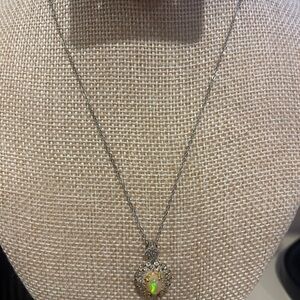 NEW Sterling Silver Opal Halo Pendant Necklace ✨